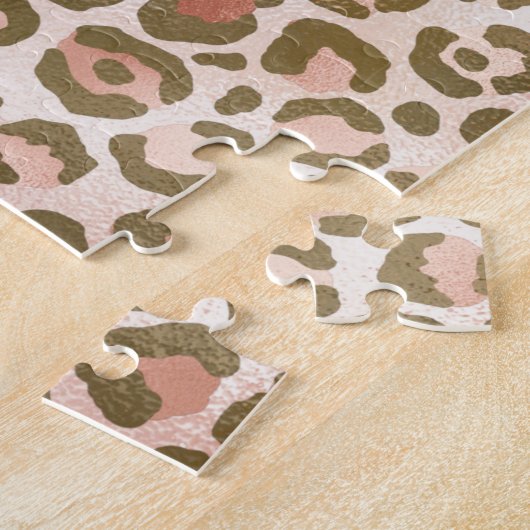 Pretty Peach Brown Leopard Print Be Brave Puzzle (Seite)