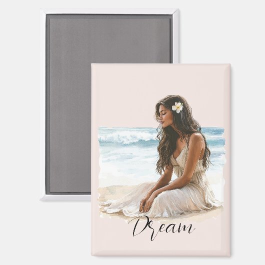 Pretty Peach Dolphin Dream Magnet (Vorderseite/Rückseite)