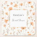 Pretty Peach Floral Bridal Shower Rechteckiger Pappuntersetzer<br><div class="desc">Pretty Peach Floral Bridal Shower</div>