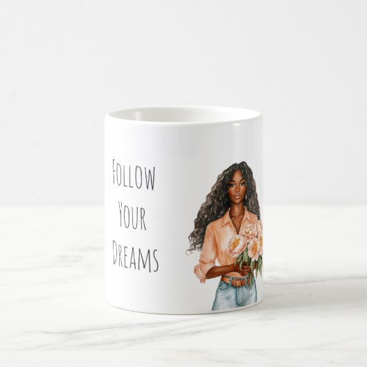 Pretty Peach Floral Dreams Black Lady Kaffeetasse (Mittel)