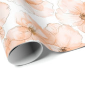 Pretty Peach Flowers Birthday Geschenkpapier (Rolleneckpunkt)