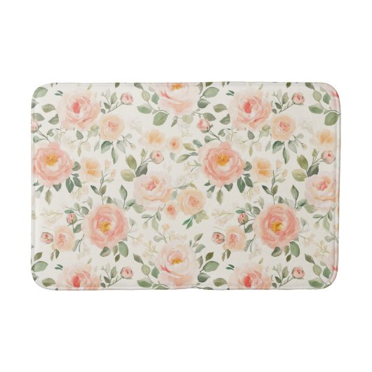 Pretty Peach Flowers Bridal Shower Badematte (Vorderseite)