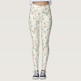 Pretty Peach Flowers Leggings