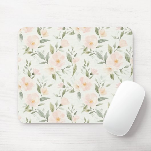 Pretty Peach Flowers Mousepad (Mit Mouse)