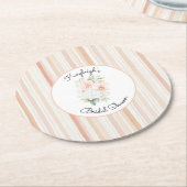 Pretty Peach Orchid Flowers Stripes Bridal Shower  Runder Pappuntersetzer (Angewinkelt)