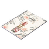Pretty Peach Roses Floral Lipstick Notizblock (Linke Seite)