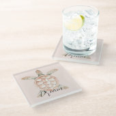 Pretty Peach Sea Turtle Dream Glasuntersetzer (Schrägansicht)