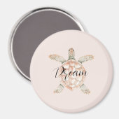 Pretty Peach Sea Turtle Dream Magnet (Vorderseite/Rückseite)