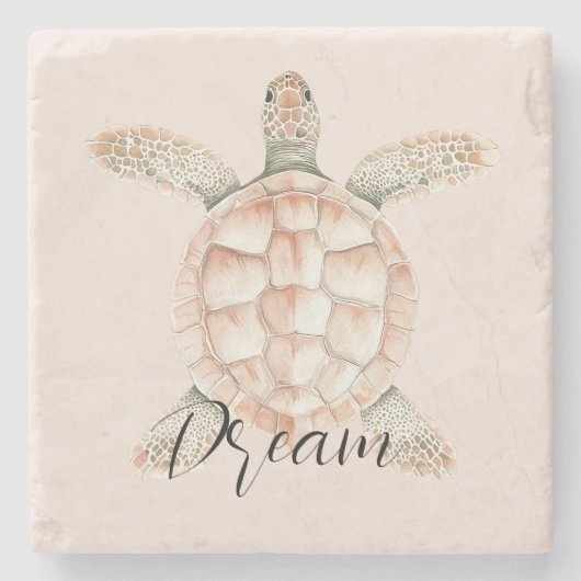 Pretty Peach Sea Turtle Dream Steinuntersetzer (Vorderseite)