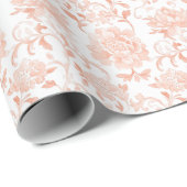Pretty Peach White Floral Birthday Geschenkpapier (Rolleneckpunkt)
