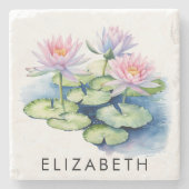 Pretty Personalized Birth Month Flower Custom Name Steinuntersetzer (Vorderseite)