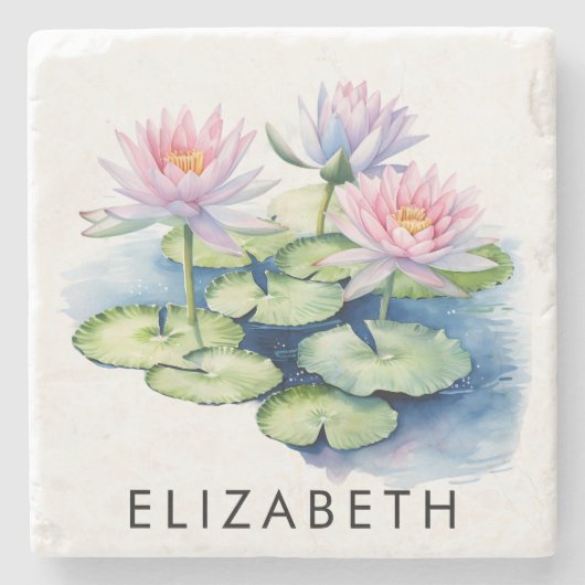 Pretty Personalized Birth Month Flower Custom Name Steinuntersetzer (Vorderseite)
