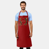 Pretty Personalized Holly & Snowflakes Xmas Apron Schürze (Getragen)