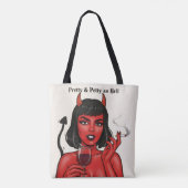 Pretty & Petty as Hell Devil Girl Tote Bag | Gothi Tasche (Rückseite)