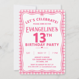 Pretty Pink 13. Geburtstagsfeier Personalisiert  Einladung