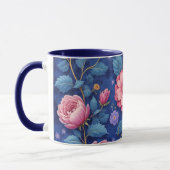Pretty pink and blue floral pattern tasse (Links)