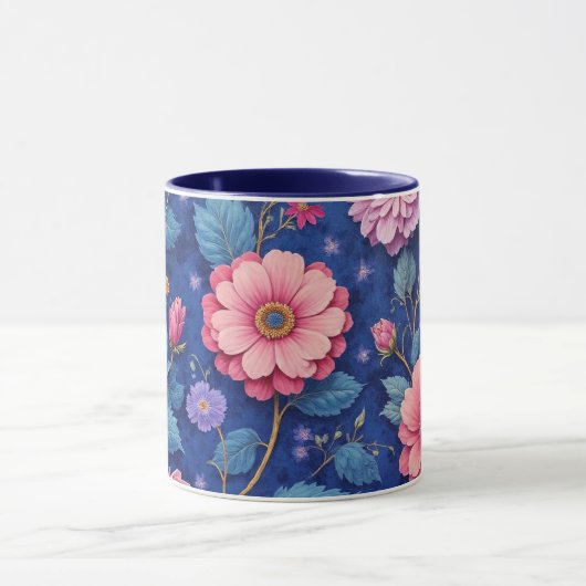 Pretty pink and blue floral pattern tasse (Zentrum)