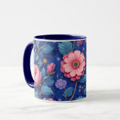 Pretty pink and blue floral pattern tasse (Vorderseite Links)