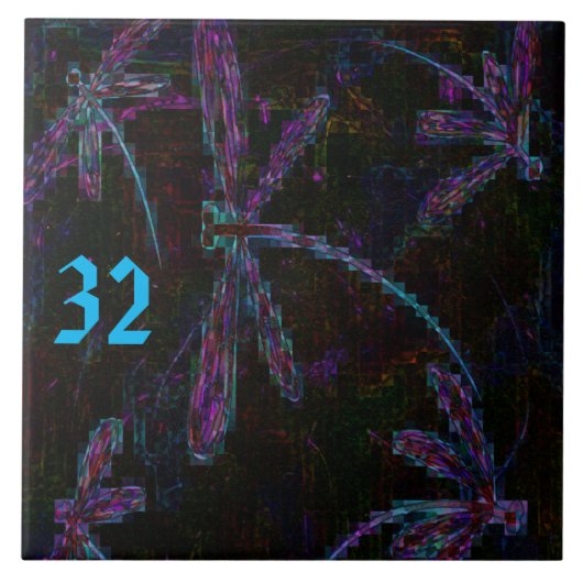 Pretty Pink and Purple Dragonflies Fliese (Vorderseite)