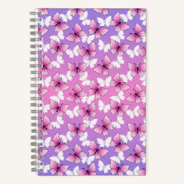 Pretty Pink and White Butterfly Spiral Notebook Notizblock