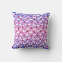 Pretty Pink and White Butterfly Throw Pillow