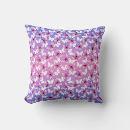 Pretty Pink and White Butterfly Throw Pillow Kissen