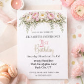 Pretty Pink and White Peony 21st Birthday Einladung