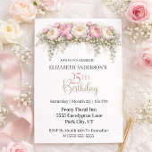 Pretty Pink and White Peony 25th Birthday Einladung