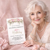 Pretty Pink and White Peony 90th Birthday Einladung