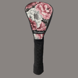 Pretty Pink and White Peony Personalized Golf Headcover