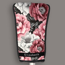 Pretty Pink and White Peony Personalized Golf Headcover