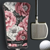 Pretty Pink and White Peony Personalized Golf Headcover