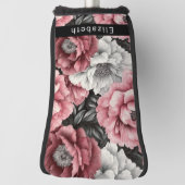 Pretty Pink and White Peony Personalized Golf Headcover (Rotieren 90)