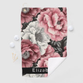 Pretty Pink and White Peony Personalized Golfhandtuch (Insitu)