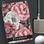 Pretty Pink and White Peony Personalized Golfhandtuch