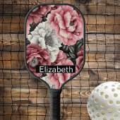 Pretty Pink and White Peony Personalized Pickleball Schläger