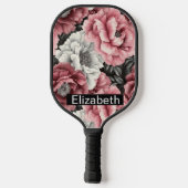 Pretty Pink and White Peony Personalized Pickleball Schläger (Rückseite)