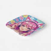 Pretty Pink Anime Girl's Birthday Party Pappteller (Gewinkelt)