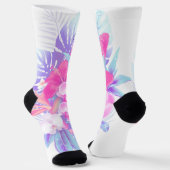 Pretty Pink Blue Purple Floral Tropical Socken (Gewinkelt)