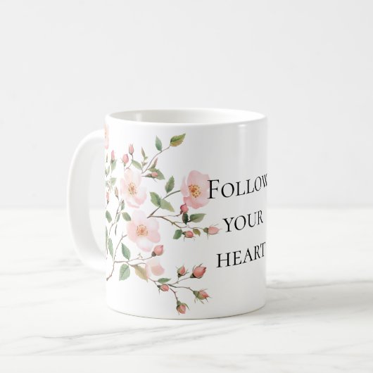 Pretty Pink Blush Cream Floral Kaffeetasse (Vorderseite Links)