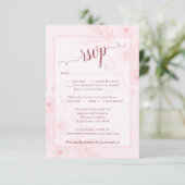 Pretty Pink Boho Chic Watercolor Peonies Wedding RSVP Karte (Stehend Vorderseite)