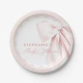 Pretty Pink Bow Baby Shower Paper Plates Pappteller (Vorderseite)