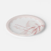 Pretty Pink Bow Baby Shower Paper Plates Pappteller (Schrägansicht)