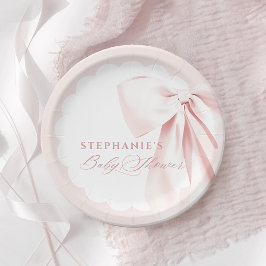 Pretty Pink Bow Baby Shower Paper Plates Pappteller