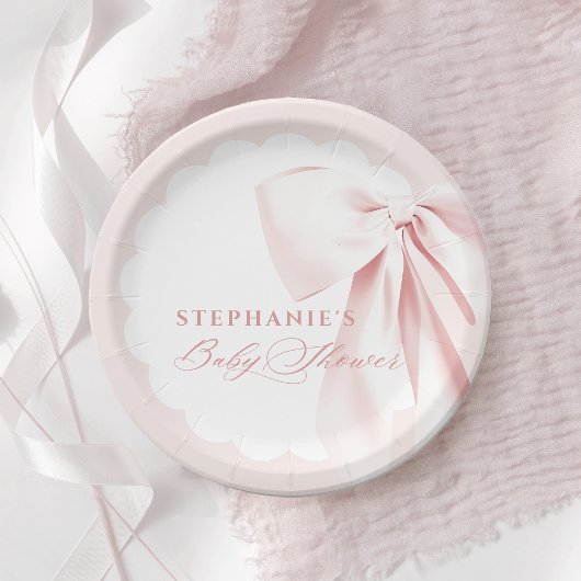 Pretty Pink Bow Baby Shower Paper Plates Pappteller