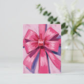 Pretty Pink Bow Ribbon Watercolor Card (Stehend Vorderseite)