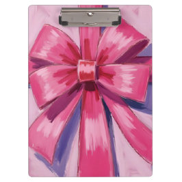 Pretty Pink Bow Ribbon Watercolor Klemmbrett
