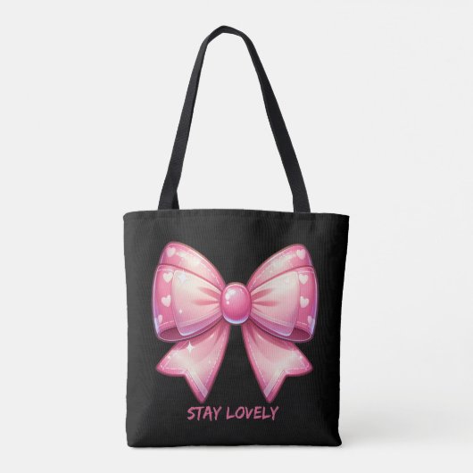 Pretty Pink Bow Tote Bag Tasche (Rückseite)
