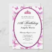 Pretty Pink Butterflies 18th Birthday Debut Einladung (Vorderseite)