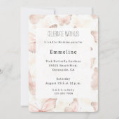 Pretty Pink Butterflies Birthday Einladung (Vorderseite)